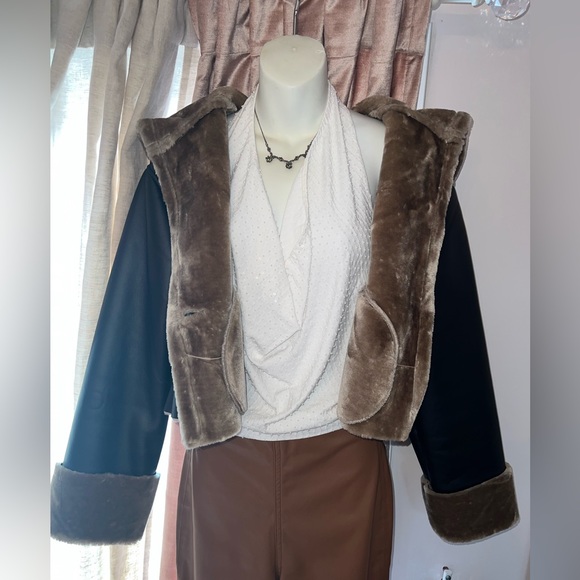 NEW hooded cropped leather/fur jacket - Picture 2 of 6